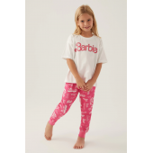 Barbie L1704-3 Kız Çocuk Kısa Kol Pijama Takımı